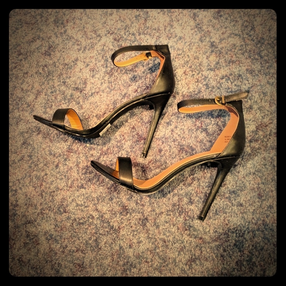 Black stiletto strappy heels